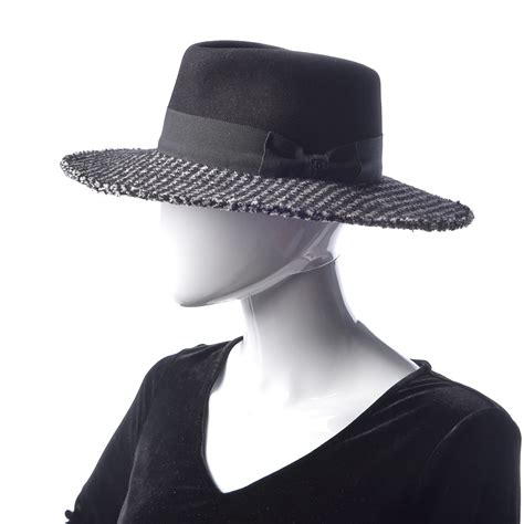 chanel black felt hat|chanel hats black and silver.